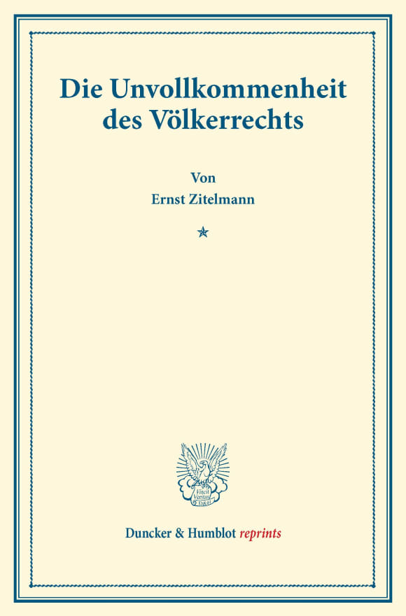 Cover Die Unvollkommenheit des Völkerrechts