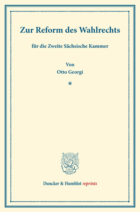 Cover Zur Reform des Wahlrechts