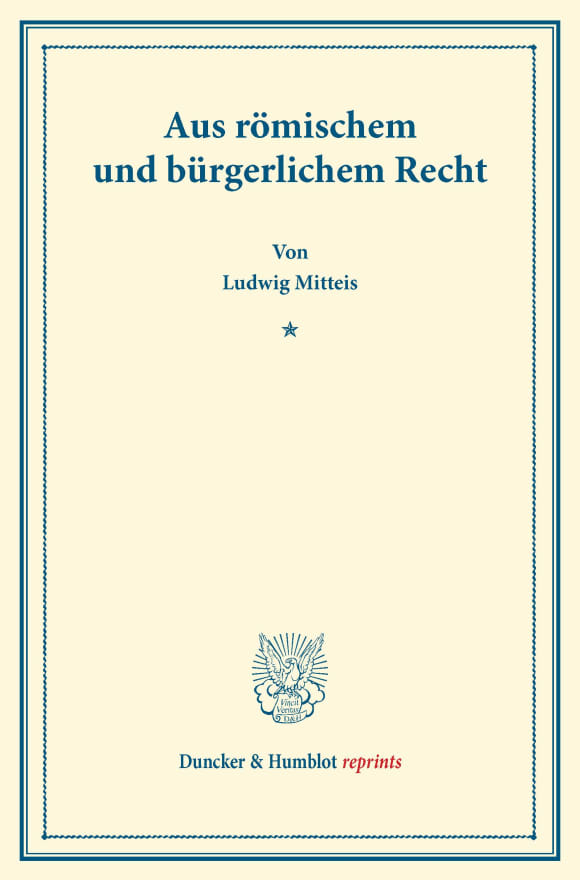 Cover Aus römischem und bürgerlichem Recht