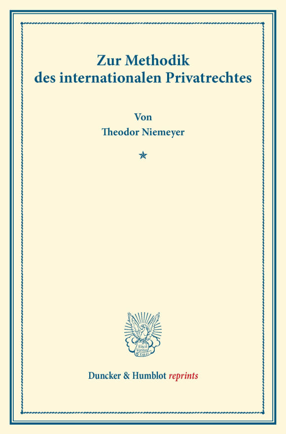 Cover Zur Methodik des internationalen Privatrechtes