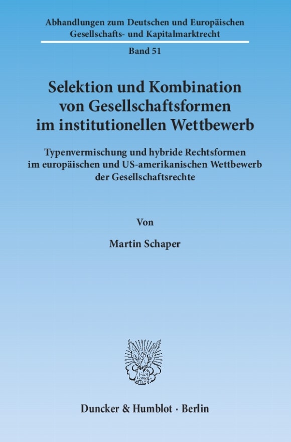 Cover Selektion und Kombination von Gesellschaftsformen im institutionellen Wettbewerb