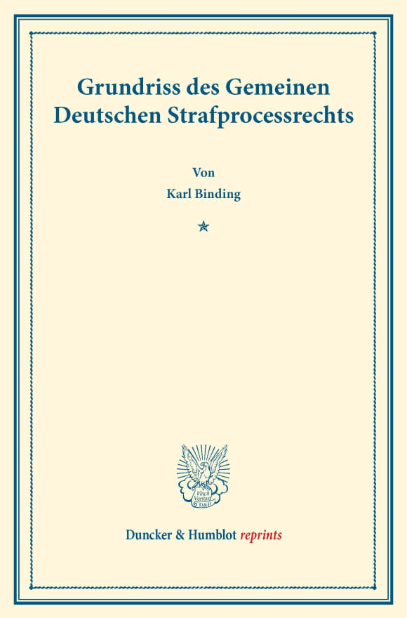 Cover Grundriss des Gemeinen Deutschen Strafprocessrechts