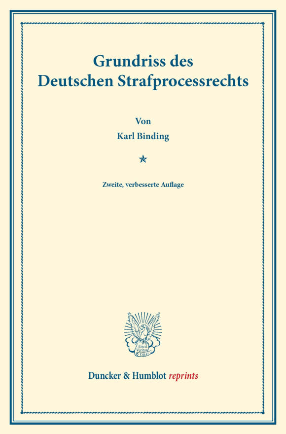 Cover Grundriss des Deutschen Strafprocessrechts