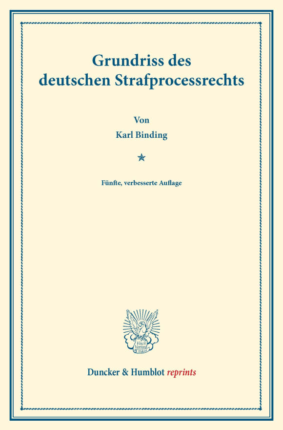 Cover Grundriss des deutschen Strafprocessrechts