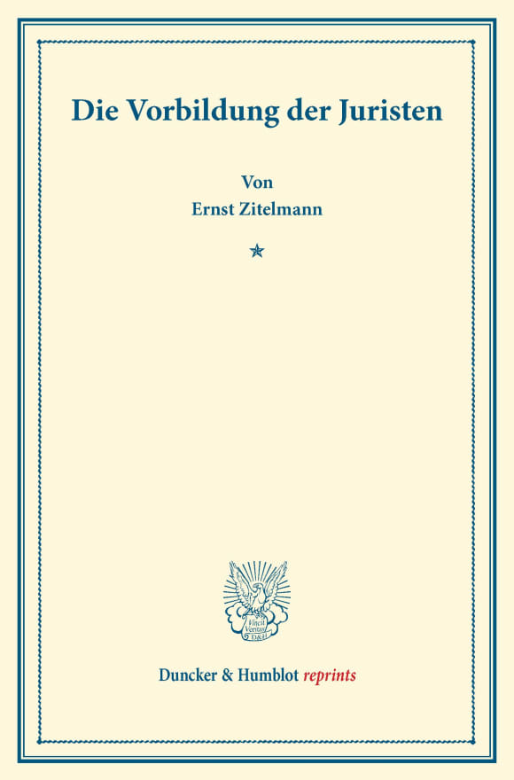 Cover Die Vorbildung der Juristen