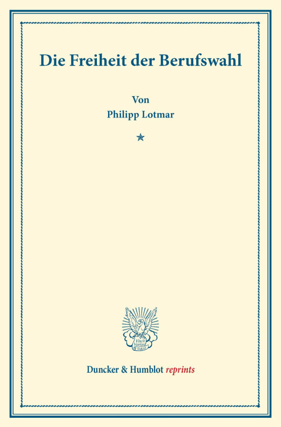 Cover Die Freiheit der Berufswahl