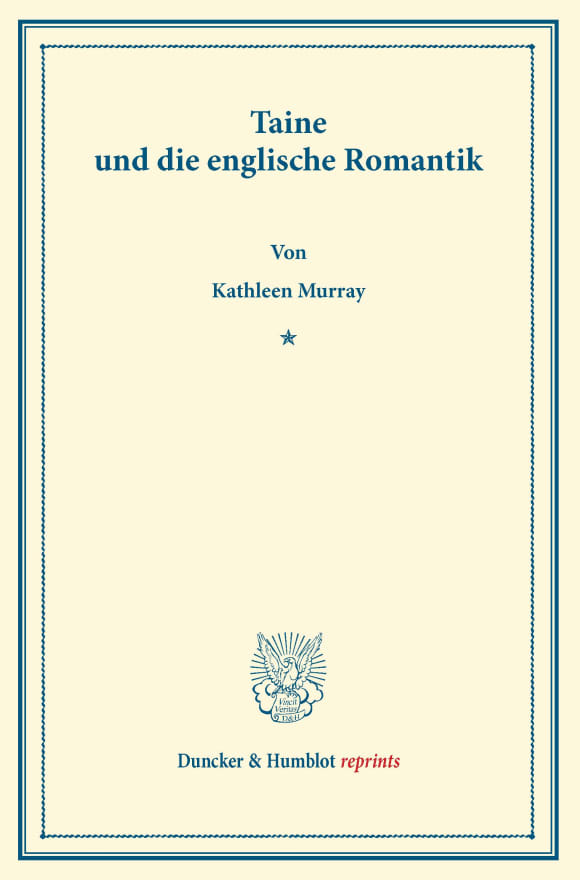 Cover Taine und die englische Romantik