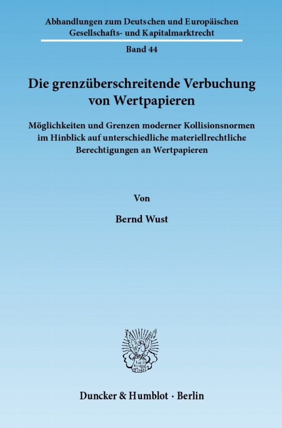 Cover Die grenzüberschreitende Verbuchung von Wertpapieren