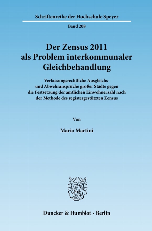 Cover Der Zensus 2011 als Problem interkommunaler Gleichbehandlung