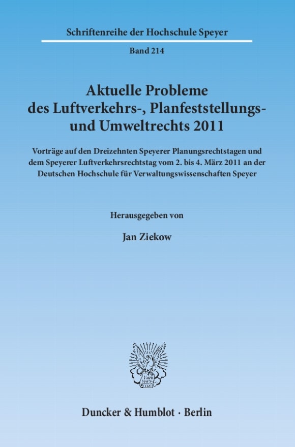 Cover Aktuelle Probleme des Luftverkehrs-, Planfeststellungs- und Umweltrechts 2011