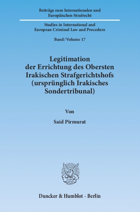 Cover Legitimation der Errichtung des Obersten Irakischen Strafgerichtshofs (ursprünglich Irakisches Sondertribunal)