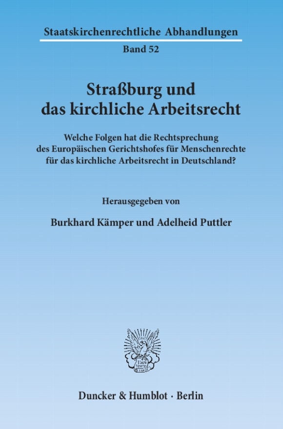 Cover Straßburg und das kirchliche Arbeitsrecht