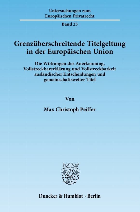 Cover Grenzüberschreitende Titelgeltung in der Europäischen Union