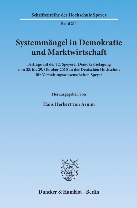 Cover Systemmängel in Demokratie und Marktwirtschaft