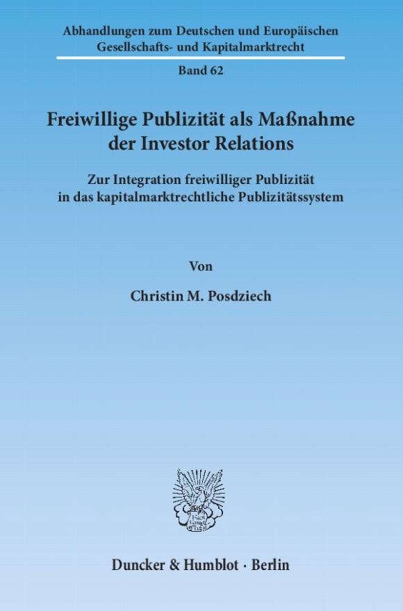 Cover Freiwillige Publizität als Maßnahme der Investor Relations