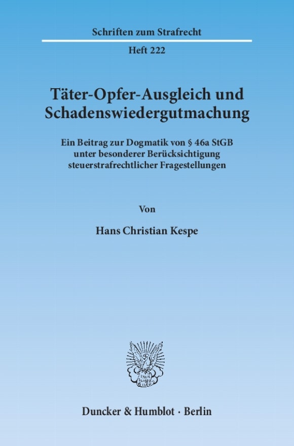 Cover Täter-Opfer-Ausgleich und Schadenswiedergutmachung