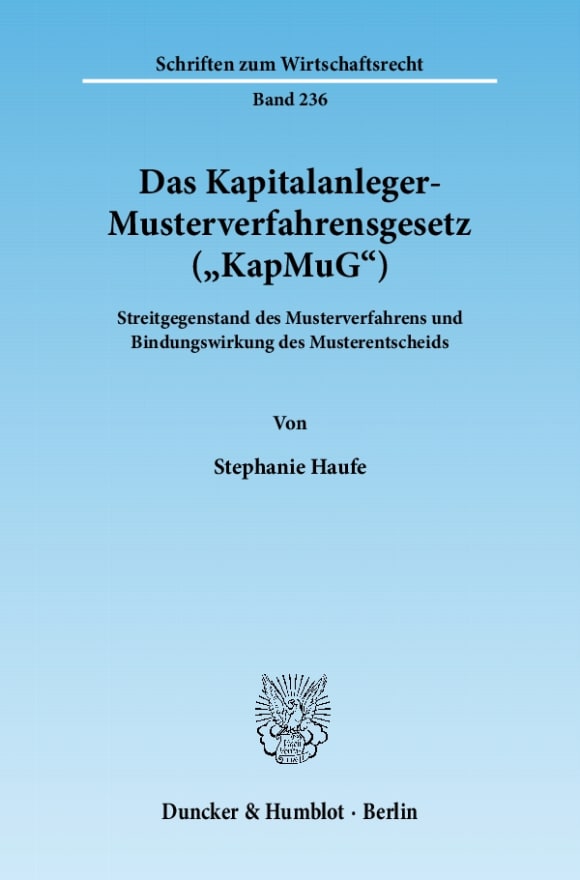 Cover Das Kapitalanleger-Musterverfahrensgesetz (»KapMuG«)