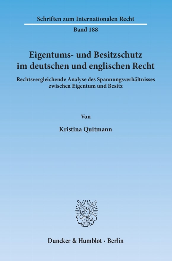 Cover Eigentums- und Besitzschutz im deutschen und englischen Recht