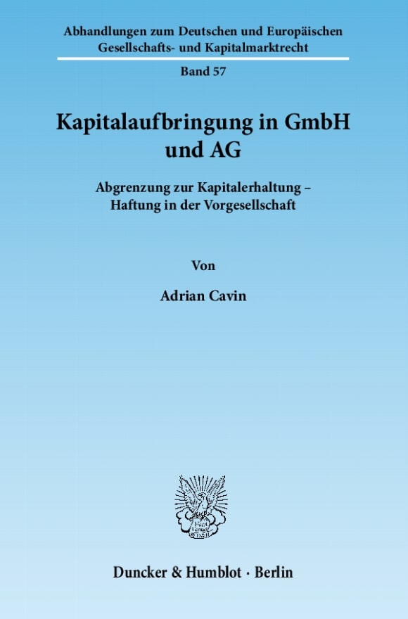 Cover Kapitalaufbringung in GmbH und AG