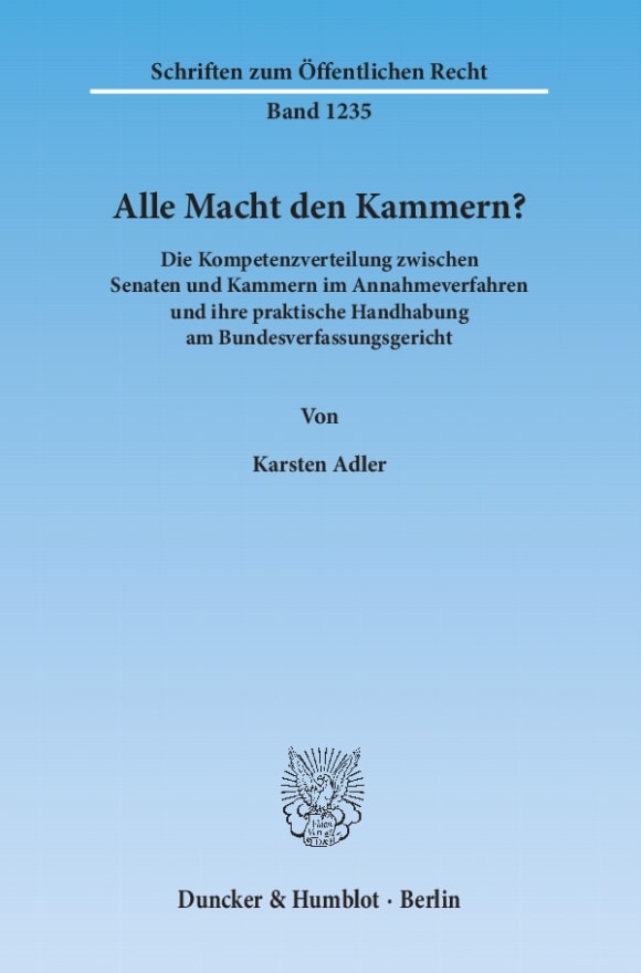 Cover Alle Macht den Kammern?