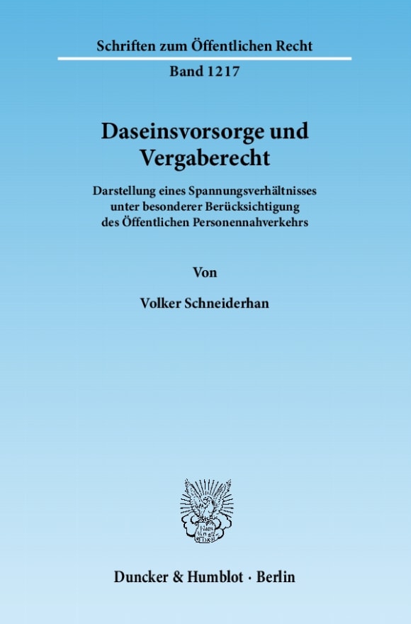 Cover Daseinsvorsorge und Vergaberecht