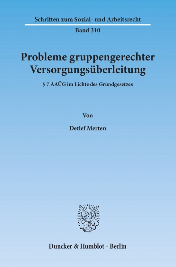 Cover Probleme gruppengerechter Versorgungsüberleitung