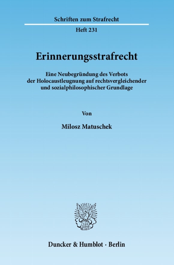 Cover Erinnerungsstrafrecht