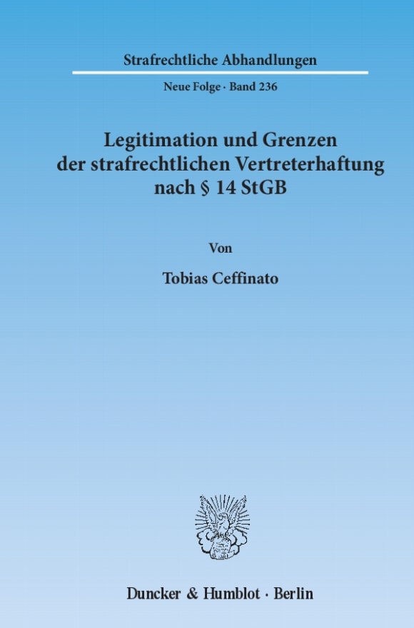 Cover Legitimation und Grenzen der strafrechtlichen Vertreterhaftung nach § 14 StGB