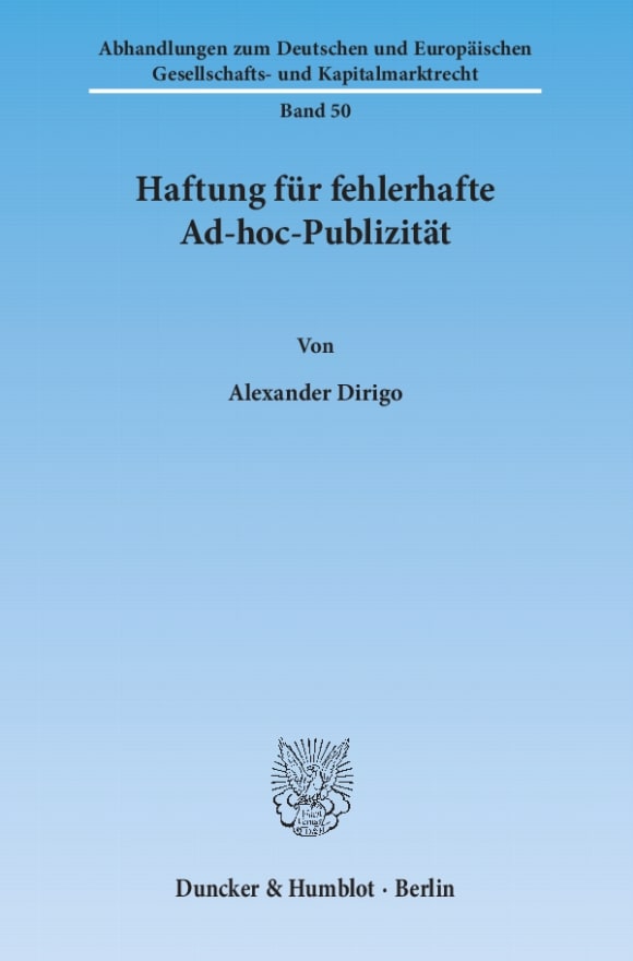 Cover Haftung für fehlerhafte Ad-hoc-Publizität