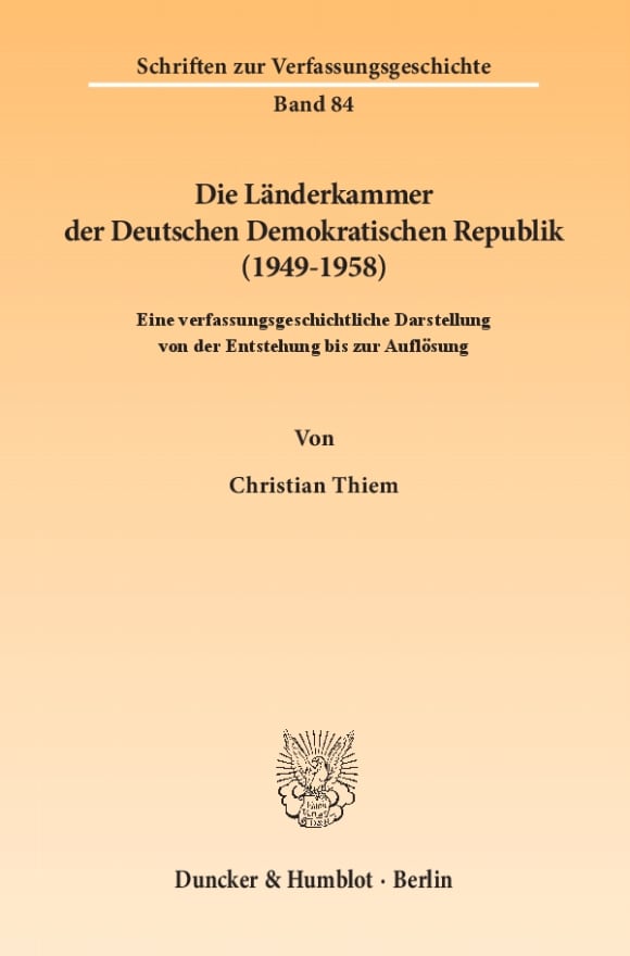 Cover Die Länderkammer der Deutschen Demokratischen Republik (1949–1958)
