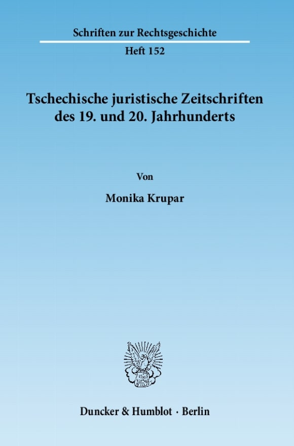 Cover Tschechische juristische Zeitschriften des 19. und 20. Jahrhunderts