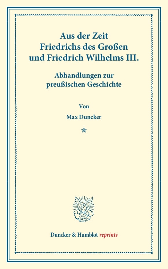 Cover Aus der Zeit Friedrichs des Großen und Friedrich Wilhelms III