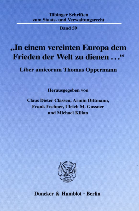 Cover »In einem vereinten Europa dem Frieden der Welt zu dienen ...«