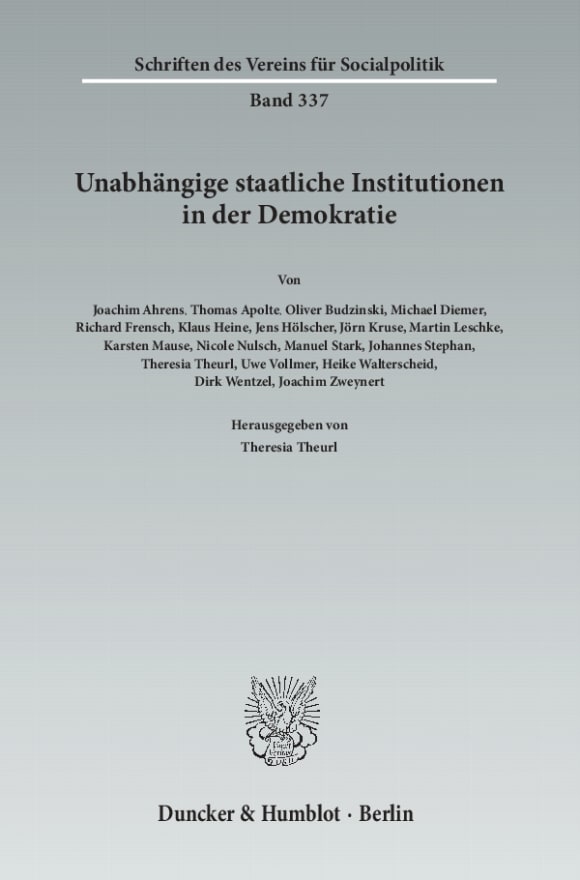 Cover Unabhängige staatliche Institutionen in der Demokratie