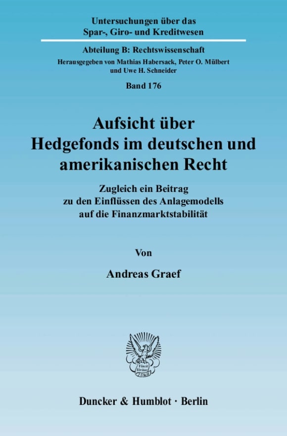 Cover Aufsicht über Hedgefonds im deutschen und amerikanischen Recht