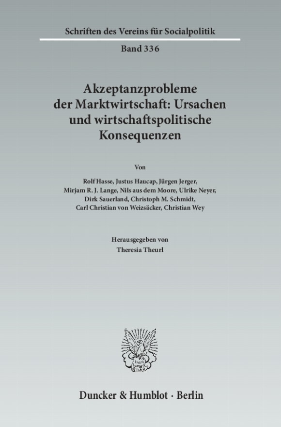 Cover Akzeptanzprobleme der Marktwirtschaft: Ursachen und wirtschaftspolitische Konsequenzen