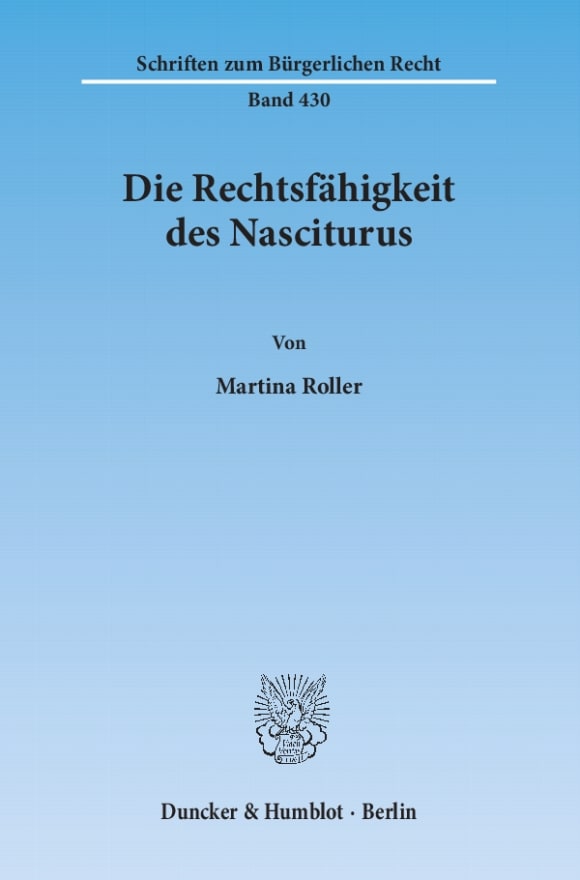 Cover Die Rechtsfähigkeit des Nasciturus