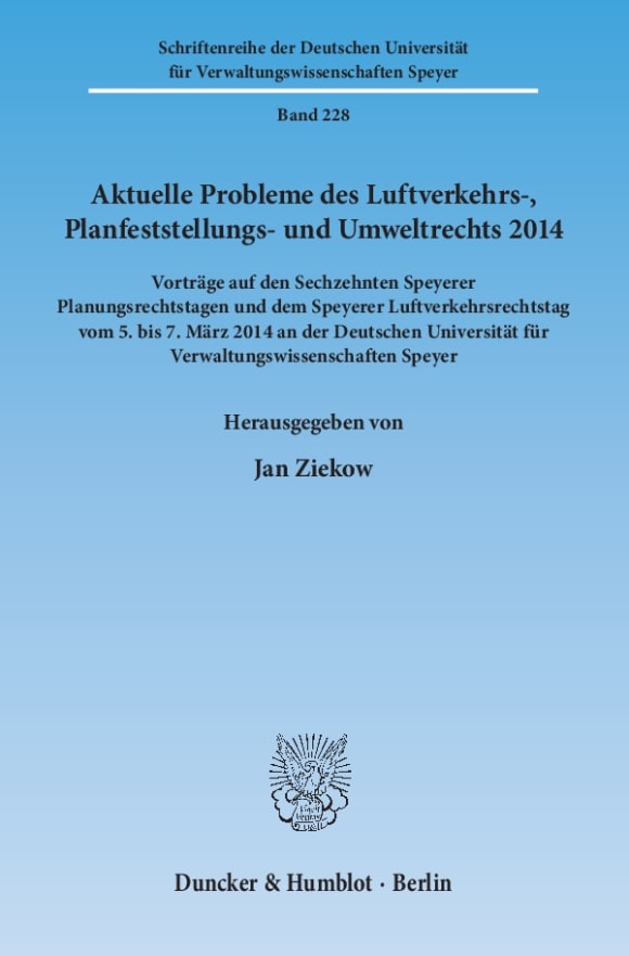 Cover Aktuelle Probleme des Luftverkehrs-, Planfeststellungs- und Umweltrechts 2014