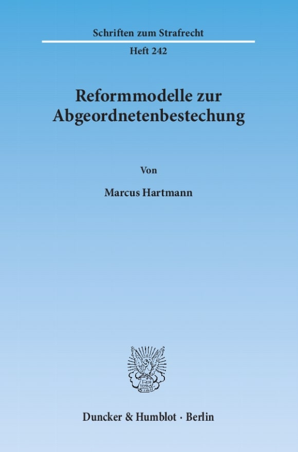 Cover Reformmodelle zur Abgeordnetenbestechung