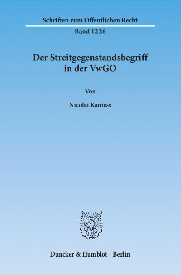 Cover Der Streitgegenstandsbegriff in der VwGO