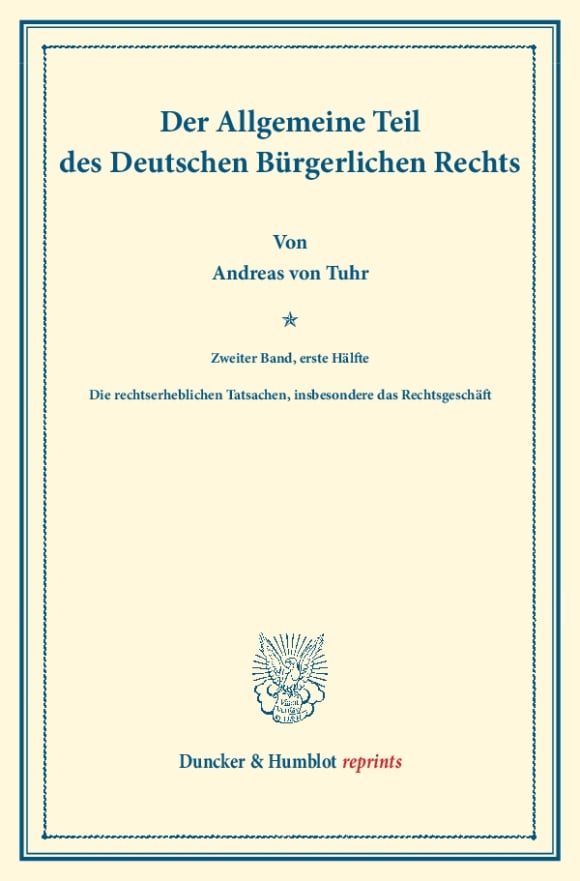 Cover Der Allgemeine Teil des Deutschen Bürgerlichen Rechts