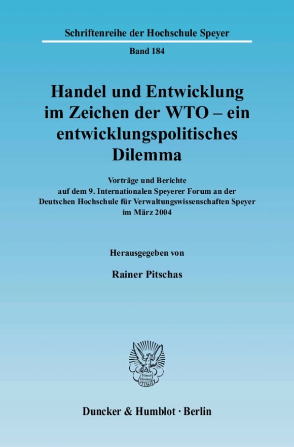 Cover Handel und Entwicklung im Zeichen der WTO - ein entwicklungspolitisches Dilemma