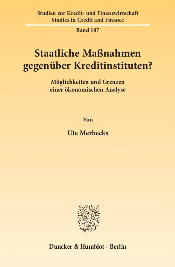 Cover Staatliche Maßnahmen gegenüber Kreditinstituten?