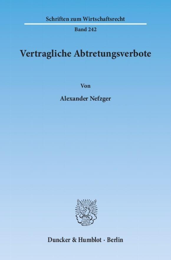 Cover Vertragliche Abtretungsverbote