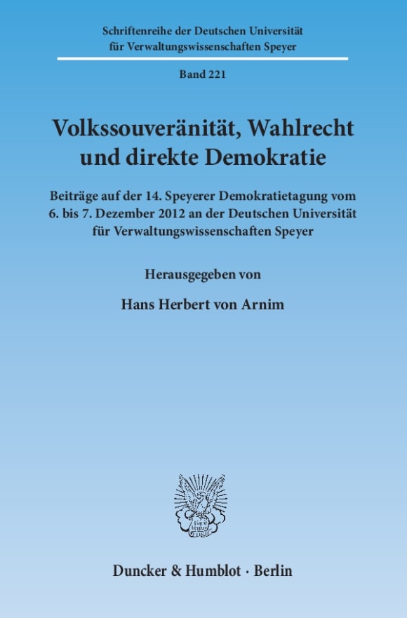 Cover Volkssouveränität, Wahlrecht und direkte Demokratie