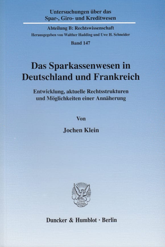 Cover Das Sparkassenwesen in Deutschland und Frankreich