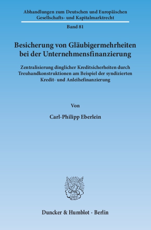 Cover Besicherung von Gläubigermehrheiten bei der Unternehmensfinanzierung