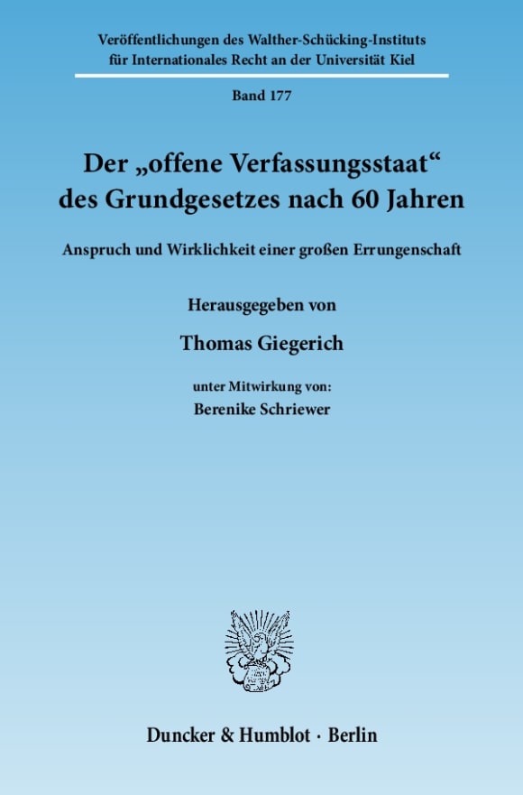 Cover Der »offene Verfassungsstaat« des Grundgesetzes nach 60 Jahren