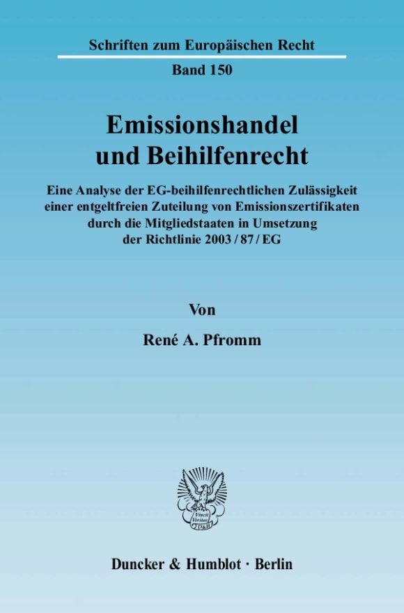 Cover Emissionshandel und Beihilfenrecht