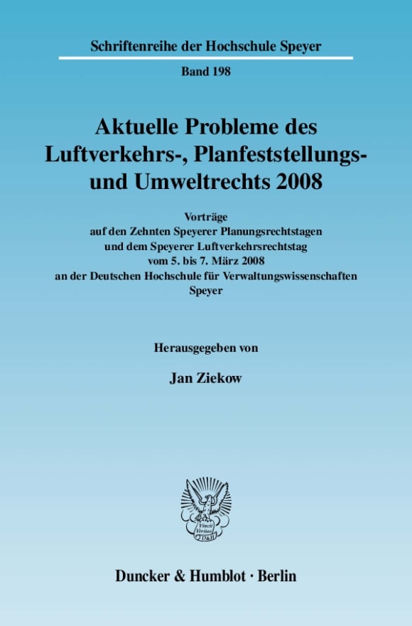 Cover Aktuelle Probleme des Luftverkehrs-, Planfeststellungs- und Umweltrechts 2008